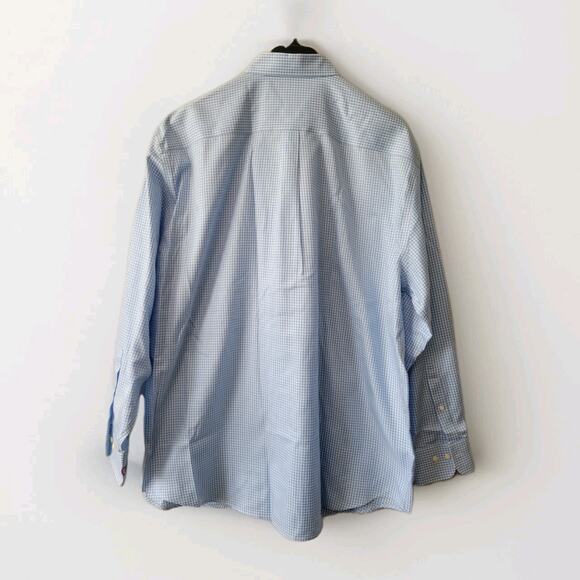 Peter Millar Mens Crown Cool Shirt Sz XX Large Blue Pattern Long Sleeve Linen - Picture 2 of 6